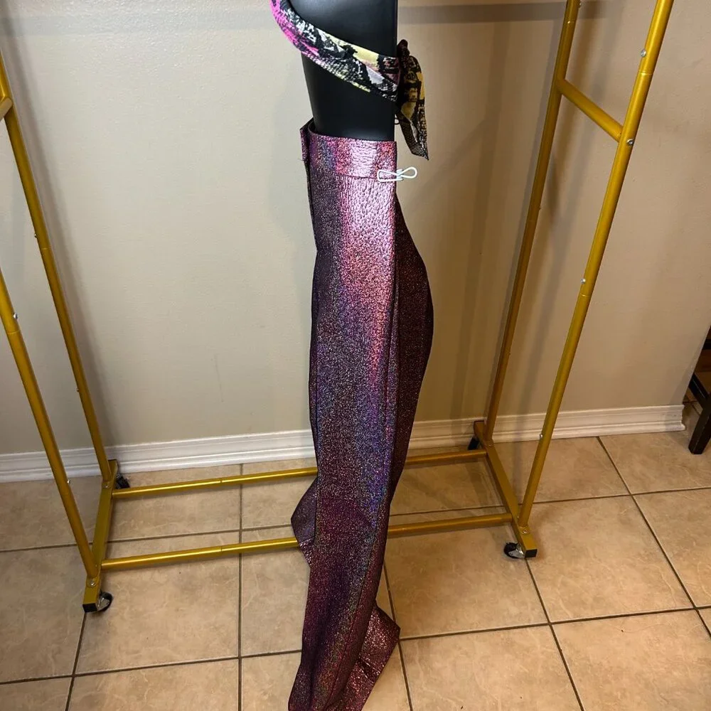 NWT ANTONIO MELANI Metallic Pink Wide-Leg Pants 6 - Picture 5 of 14